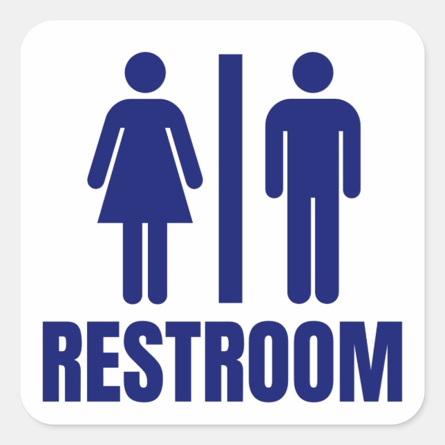 Simple Restroom Toilet Bathroom Wedding Venue Square Sticker (Front)