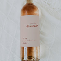 Simple Retro Blush Bridesmaid Proposal Wine Label