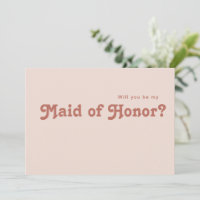 Simple Retro | Blush Maid of Honour Proposal Card