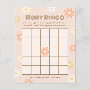 Simple Retro Boho Daisy Baby Shower Bingo Game