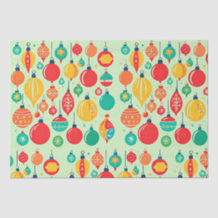 Simple Retro Christmas Ornament Pattern Tissue Paper