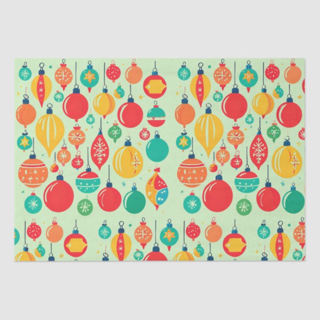 Simple Retro Christmas Ornament Pattern Tissue Paper (Front)