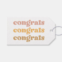 Simple Retro Congrats Gift Tag, Boho Design