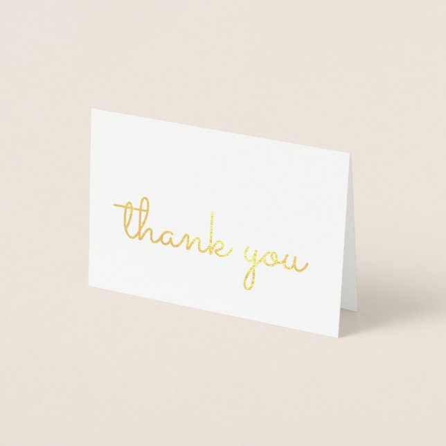 Simple Retro Gold Handwriting Thank You Foil Card (Front)
