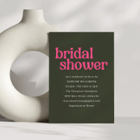 Simple Retro Groovy Hot Pink Green Bridal Shower