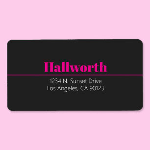 Simple Retro-Modern Pink & Off Black Address  Label