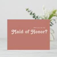 Simple Retro Old Rose Maid of Honour Proposal Card