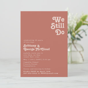 Simple Retro   Old Rose We Still Do Vow Renewal Invitation