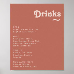 Simple Retro   Old Rose Wedding Drinks Menu Sign