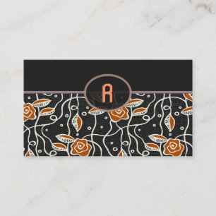 Simple Retro Pattern- Black & Orange Business Card