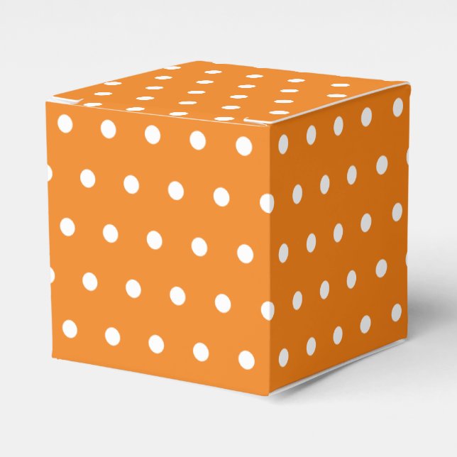 Simple Retro Polka Dot Orange and White Favor Box (Front Side)