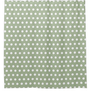 Simple Retro Small white polka dots on sage green