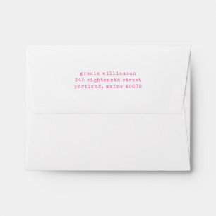 Simple Retro Typewriter Hot Pink Return Address Envelope