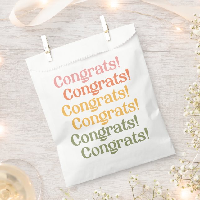 Simple Retro Typography Congrats Yellow and Green  Favour Bag (Clipped)