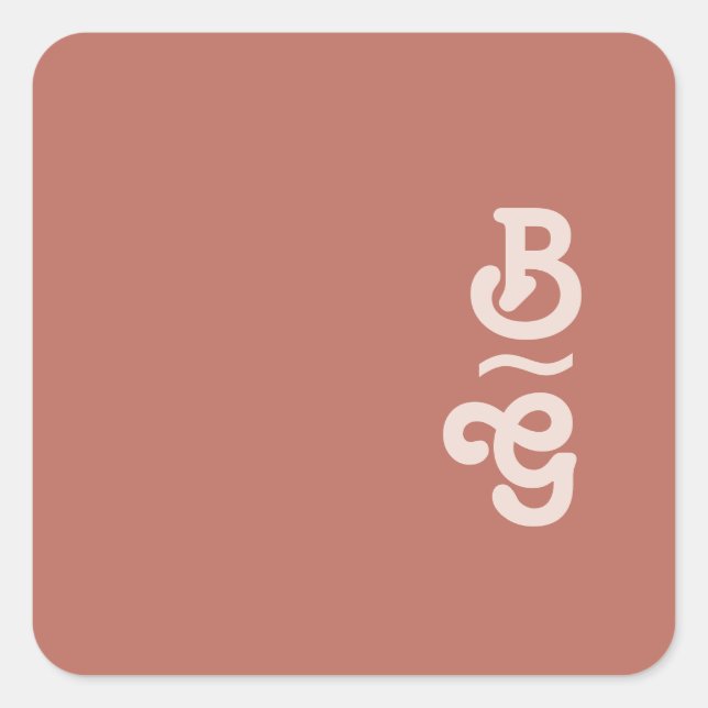 Simple Retro Vibe Old Rose Monogram Envelope Seals (Front)