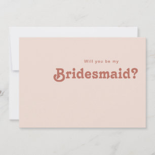 Simple Retro Vibes Blush Bridesmaid Proposal Card