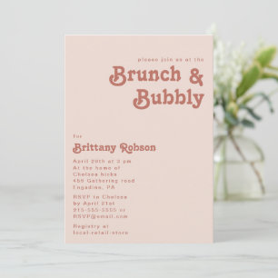 Simple Retro Vibes   Blush Pink Brunch and Bubbly Invitation