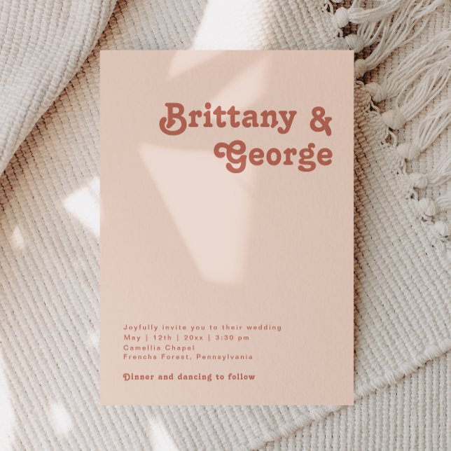 Simple Retro Vibes | Blush Pink Casual Wedding Invitation (Creator Uploaded)