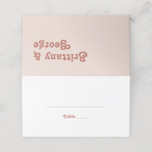 Simple Retro Vibes   Blush Pink Folded Place Card