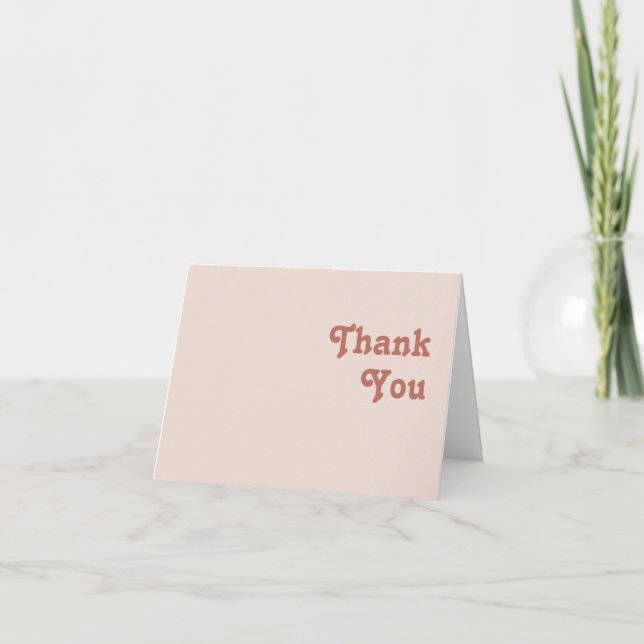 Simple Retro Vibes | Blush Pink Folded Thank You Card (Front)