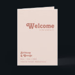 Simple Retro Vibes | Blush Pink Folded Wedding Program<br><div class="desc">This simple retro vibes | blush pink folded wedding program is perfect for your classic funky vintage earth tones wedding. The design features a minimalist hippie rustic boho font. The neutral southwest desert colour palette and earthy bohemian mid-century lettering combine for a perfect, minimal modern western destination design. Feel free...</div>