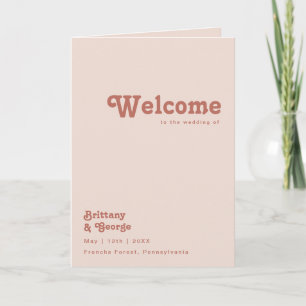 Simple Retro Vibes   Blush Pink Folded Wedding Program