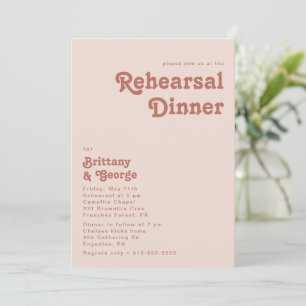 Simple Retro Vibes   Blush Pink Rehearsal Dinner Invitation