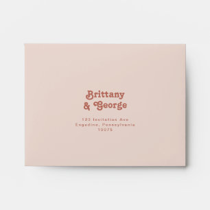 Simple Retro Vibes Blush Pink Self Addressed RSVP Envelope
