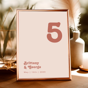 Simple Retro Vibes   Blush Pink Table Number