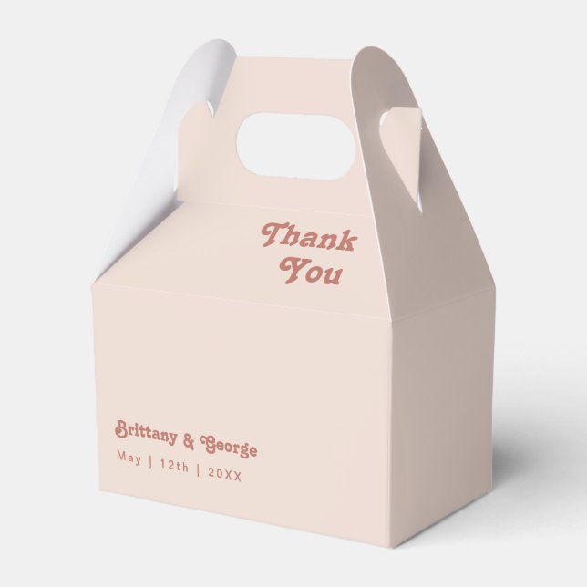 Simple Retro Vibes | Blush Pink Wedding Favour Box (Front Side)