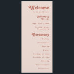 Simple Retro Vibes | Blush Pink Wedding Program<br><div class="desc">This simple retro vibes | blush pink wedding program is perfect for your classic funky vintage earth tones wedding. The design features a minimalist hippie rustic boho font. The neutral southwest desert colour palette and earthy bohemian mid-century lettering combine for a perfect, minimal modern western destination design. Feel free to...</div>