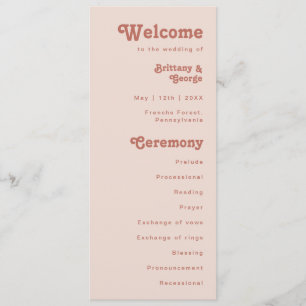 Simple Retro Vibes   Blush Pink Wedding Program