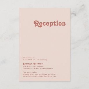 Simple Retro Vibes   Blush Pink Wedding Reception Enclosure Card