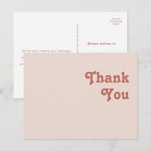 Simple Retro Vibes   Blush Pink Wedding Thank You Postcard