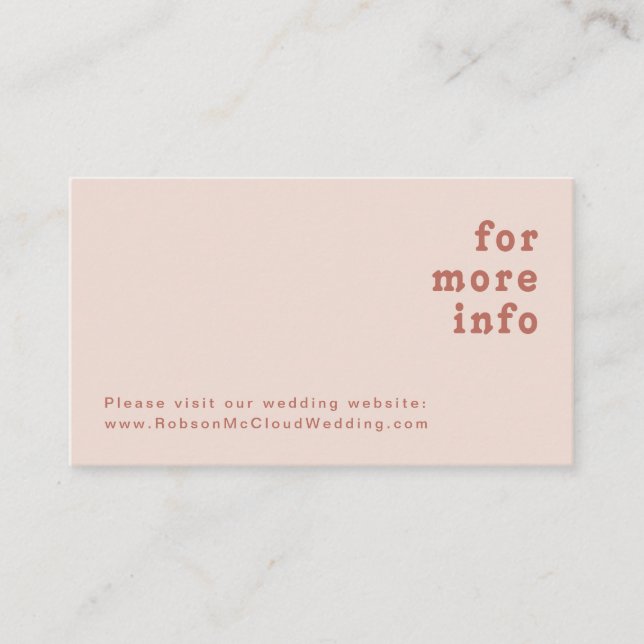 Simple Retro Vibes | Blush Pink Wedding Website Enclosure Card (Front)