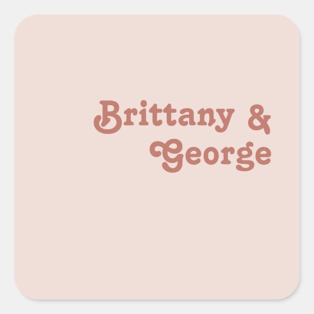 Simple Retro Vibes | Blush Wedding Envelope Seals (Front)