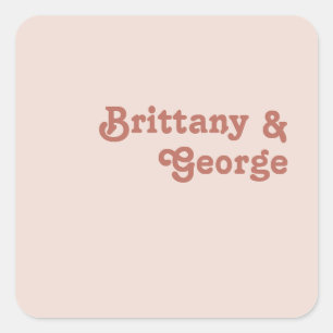 Simple Retro Vibes Blush Wedding Envelope Seals