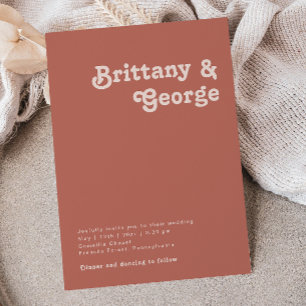 Simple Retro Vibes   Old Rose Casual Wedding Invitation