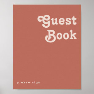 Simple Retro Vibes   Old Rose Guest Book Sign