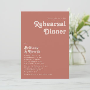 Simple Retro Vibes Old Rose Rehearsal Dinner Invitation