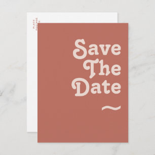 Simple Retro Vibes   Old Rose Save The Date Invitation Postcard