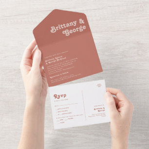 Simple Retro Vibes   Old Rose Seal and Send All In One Invitation