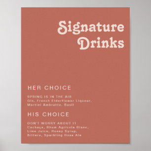 Simple Retro Vibes Old Rose Signature Drinks Poster