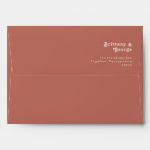 Simple Retro Vibes   Old Rose Wedding Invitation Envelope