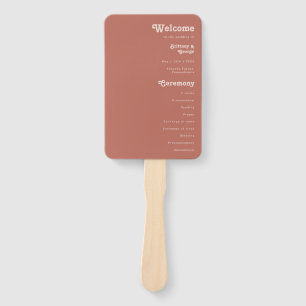 Simple Retro Vibes   Old Rose Wedding Program Hand Fan