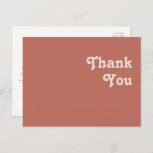 Simple Retro Vibes Old Rose Wedding Thank You Postcard