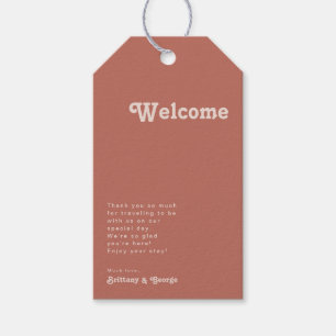 Simple Retro Vibes Old Rose Wedding Welcome Gift Tags