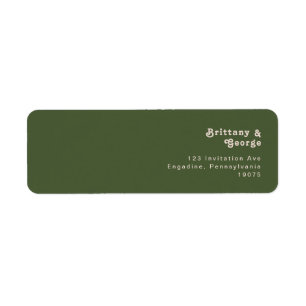 Simple Retro Vibes   Olive Green Return Address