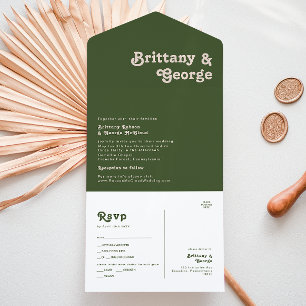 Simple Retro Vibes   Olive Green Seal and Send All In One Invitation