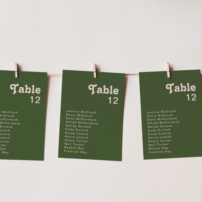 Simple Retro Vibes Olive Green Table Number Chart (Creator Uploaded)